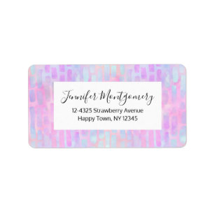 Blue Rectangle Shapes on Pink Background Label