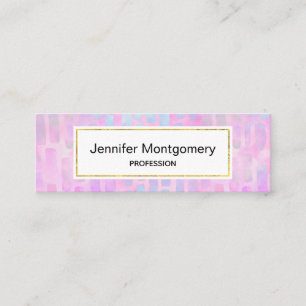 Blue Rectangle Shapes on Pink Background Mini Business Card