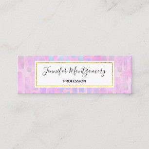 Blue Rectangle Shapes on Pink Background Mini Business Card