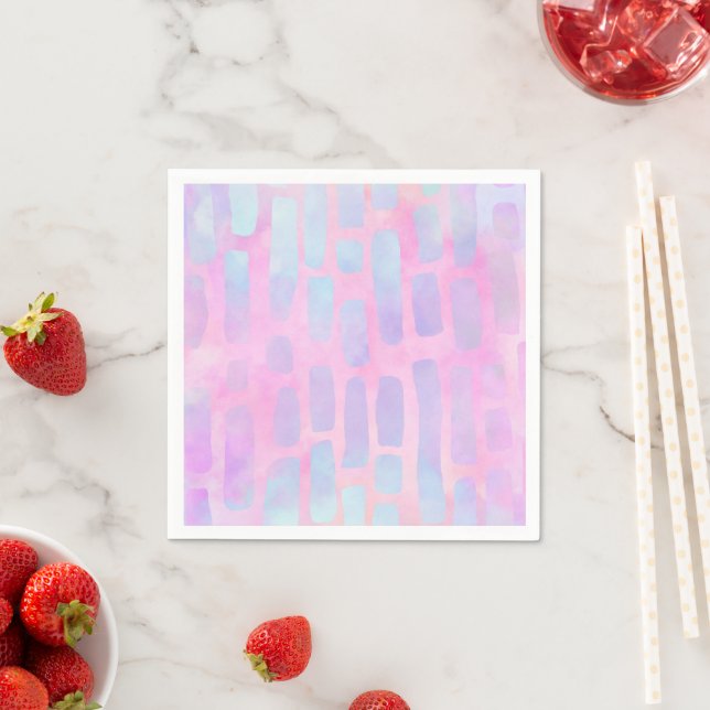 Blue Rectangle Shapes on Pink Background  Napkin (Insitu)