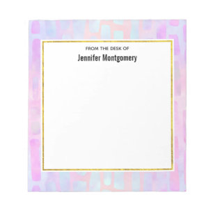 Blue Rectangle Shapes on Pink Background Notepad