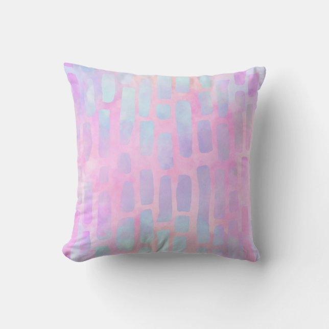 Blue Rectangle Shapes on Pink Background  Throw Pillow (Front)
