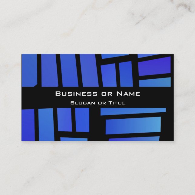 Blue Rectangular Tiles on a Black background Business Card (Front)