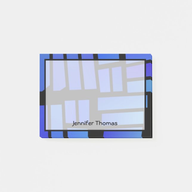 Blue Rectangular Tiles Personalized Post-it Notes (Front)