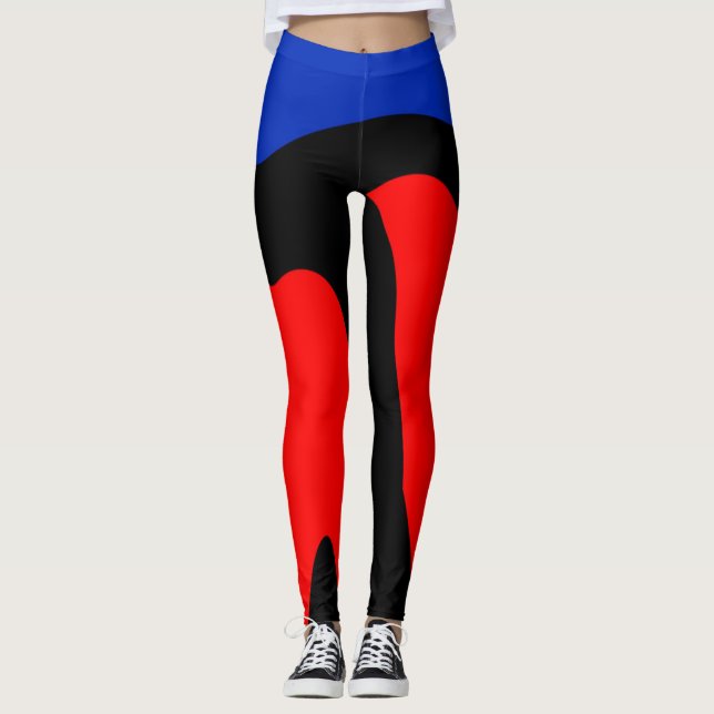 Blue, Red and Black Digital Art Leggin Leggings (Front)