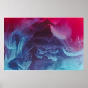 Blue, red, and black smoke digital wallpaper poster