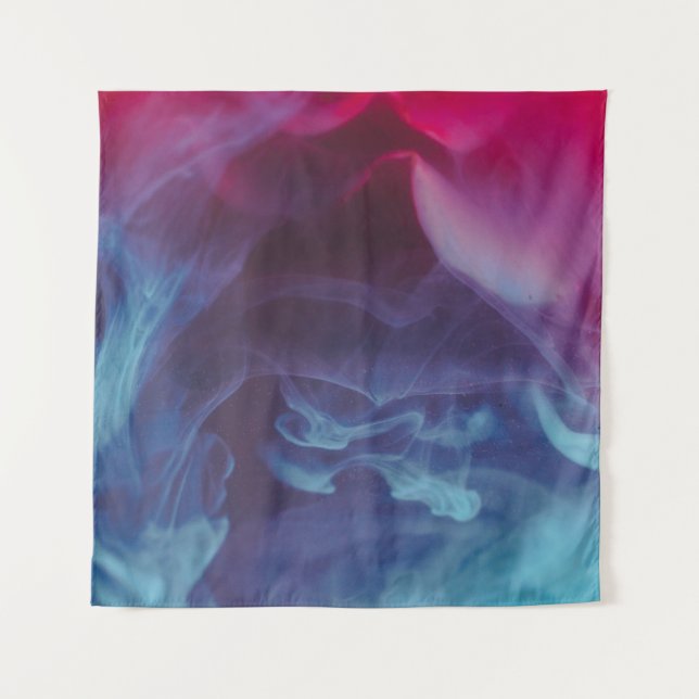 Blue, red, and black smoke digital wallpaper tapestry (Front)