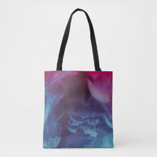 Blue, red, and black smoke digital wallpaper tote bag