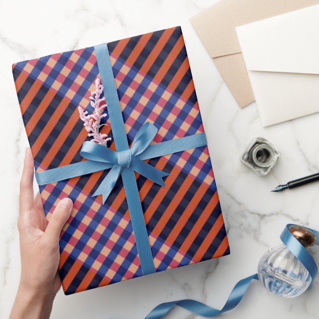 Blue, Red and Cream Stripes Wrapping Paper (Gifting)