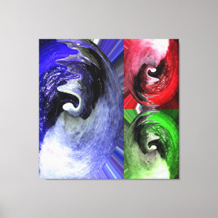Blue, red and green planets art canvas print