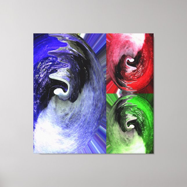 Blue, red and green planets art canvas print (Front)