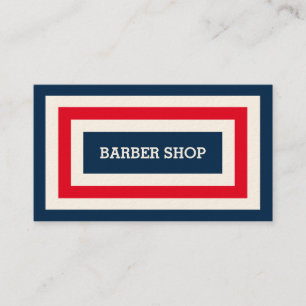Blue red and white frame barber shop business card