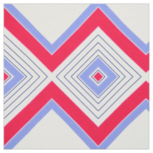 Blue Red and White Modern Print Fabric