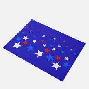 Blue, Red and White Star Pattern Doormat