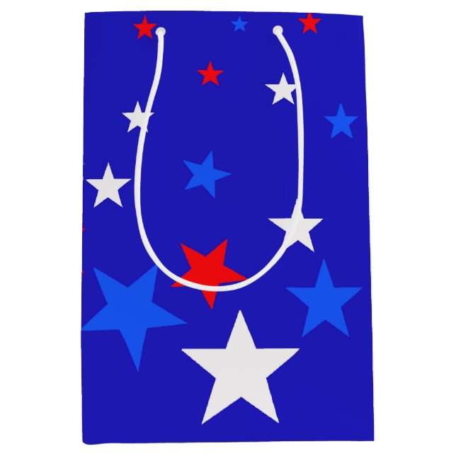 Blue, Red and White Star Pattern Medium Gift Bag (Front)