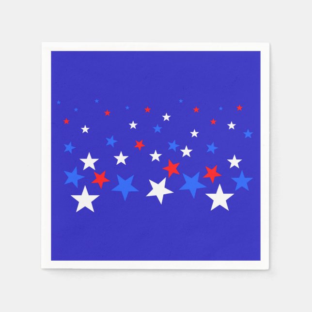 Blue, Red and White Star Pattern Napkin (Front)