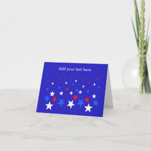Blue, Red and White Star Pattern Personalized Note Card