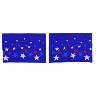 Blue, Red and White Star Pattern Pillowcase