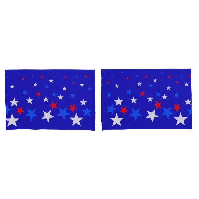 Blue, Red and White Star Pattern Pillowcase (Front-Set)