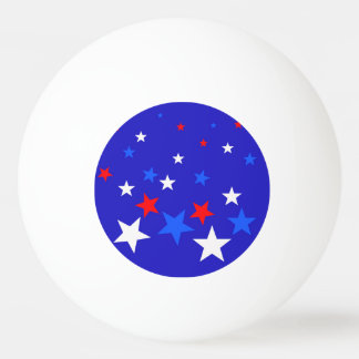 Blue, Red and White Star Pattern Ping Pong Ball