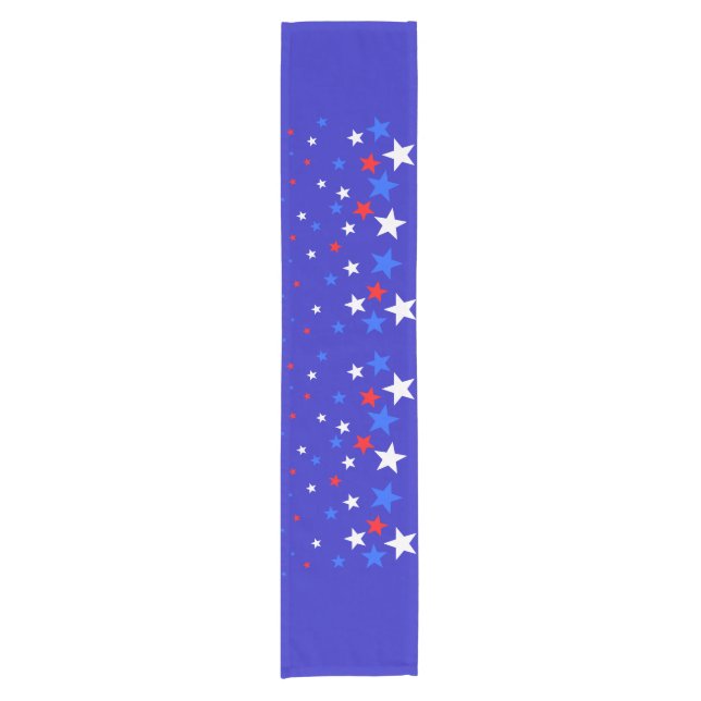 Blue, Red and White Star Pattern Short Table Runner (Front)