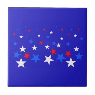 Blue, Red and White Star Pattern Tile