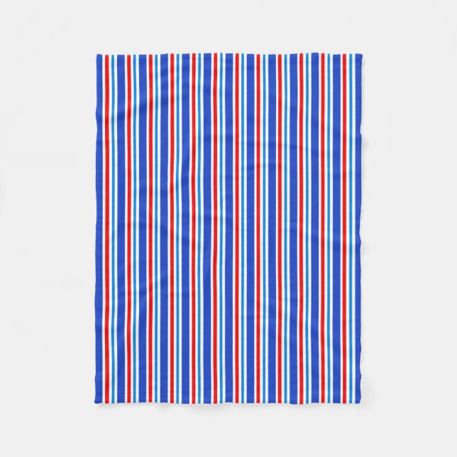 Blue, red and white striped blanket (Front)