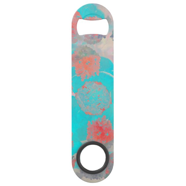 Blue red art of romantic floral / flower pattern bar key (Front)