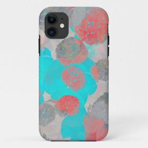 Blue red art of romantic floral / flower pattern iPhone 11 case