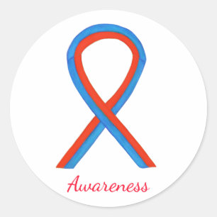 Blue & Red Awareness Ribbon Custom Sticker Decals