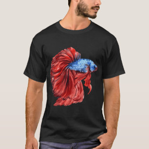 Blue-Red betta fish watercolor T-Shirt