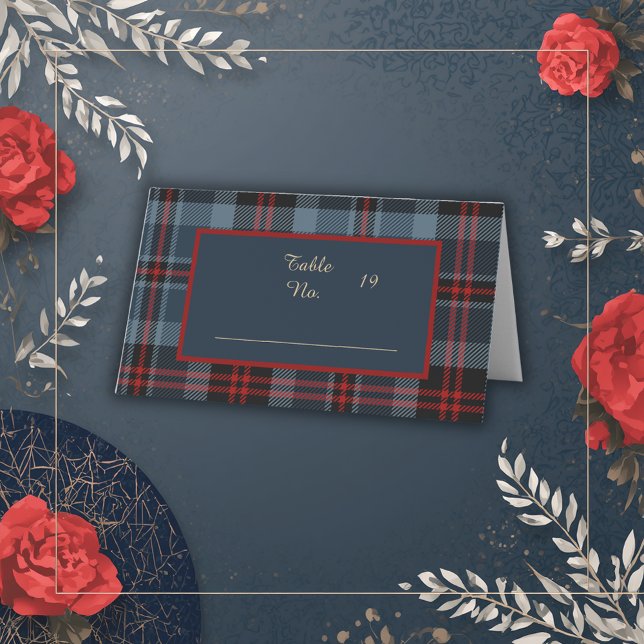 blue red black scottish celtic tartan pattern place card (Creator Uploaded)