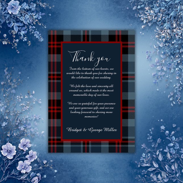 blue red black scottish celtic tartan pattern thank you card (Creator Uploaded)