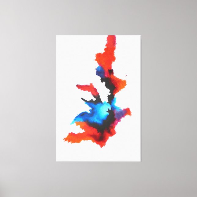 Blue Red Black White Modern Abstract Painting Canvas Print (Front)