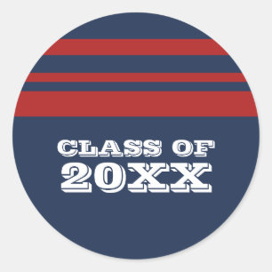 Blue/Red Bold Stripes Graduation Stickers
