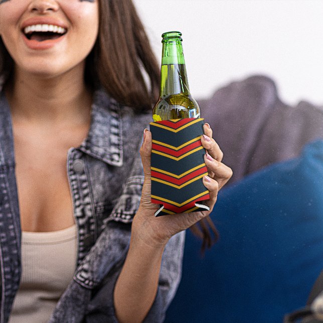 Blue Red Chevron Stripes Cutting Board Can Cooler (can cooler)