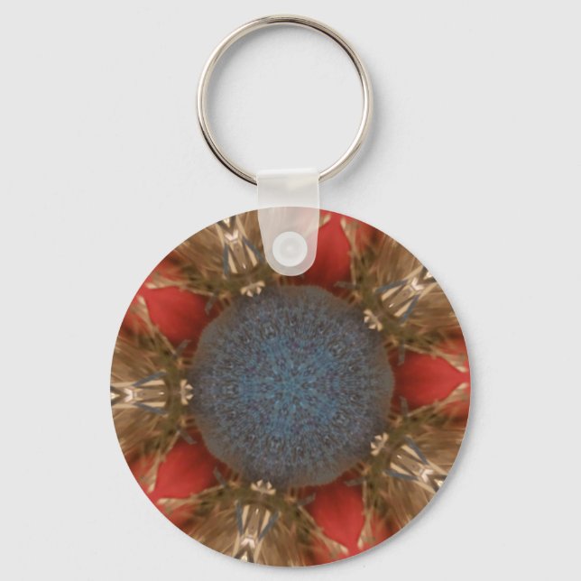 Blue Red Christmas Decoration Baubles Keychain (Front)
