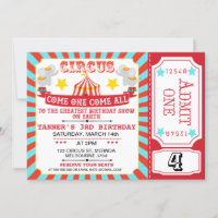 Blue Red Circus Ticket Circus Tent Birthday