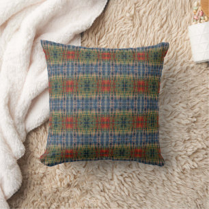 Blue Red Colour Mix Tie Dye Pattern Throw Pillow