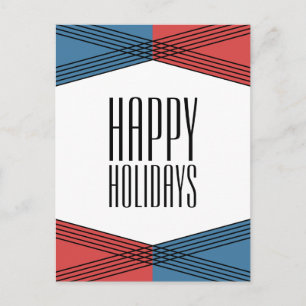 Blue Red Colourful Deco Holiday Postcard