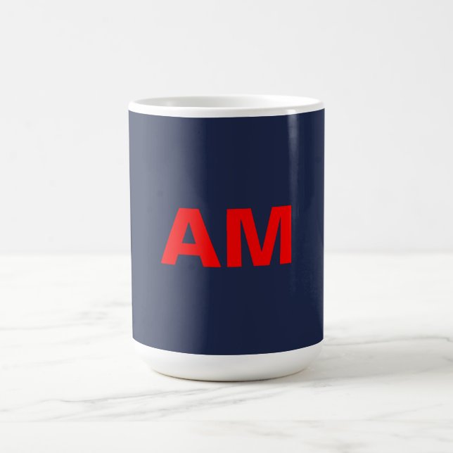 Blue Red Colours Monogram Initial Letters Coffee Mug (Center)