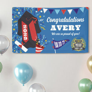 Blue Red Congratulations Graduate School Logo Banner