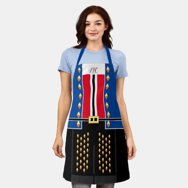 Blue Red Costume Custom Monogram Nutcracker Apron (Worn)
