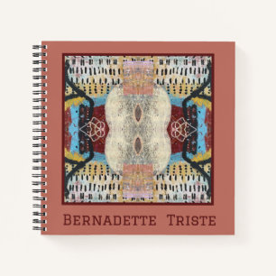 Blue Red Cream Geometric Seamless Pattern Notebook
