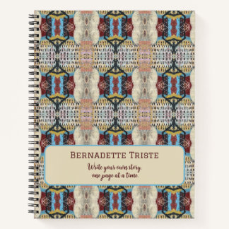 Blue Red Cream Geometric Seamless Pattern Notebook