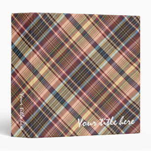 Blue red cream plaid binder