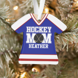 Blue/Red Custom Hockey Mom Jersey Ornament