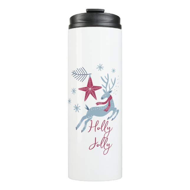 Blue Red Cute Simple Holiday Christmas Insulated  Thermal Tumbler (Front)