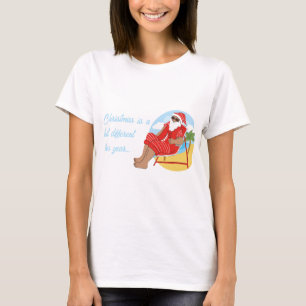 Blue Red Cute Simple Tropical Holiday Christmas T-Shirt
