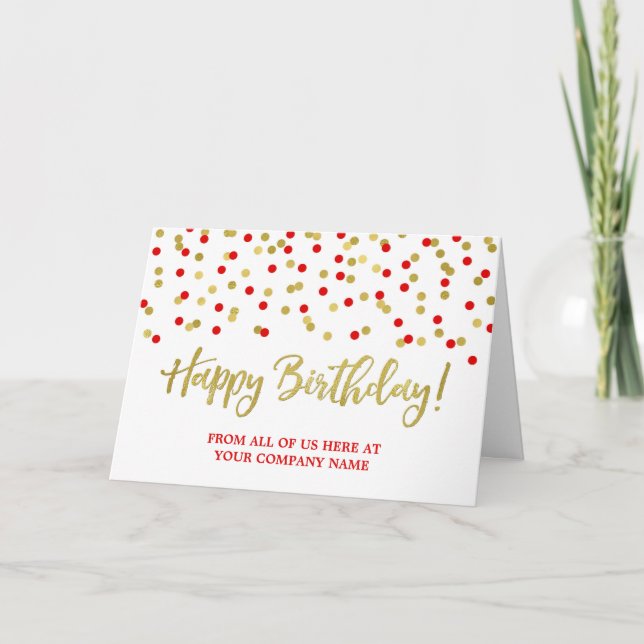 Blue Red Dots Business From Group Birthday Card (Front)